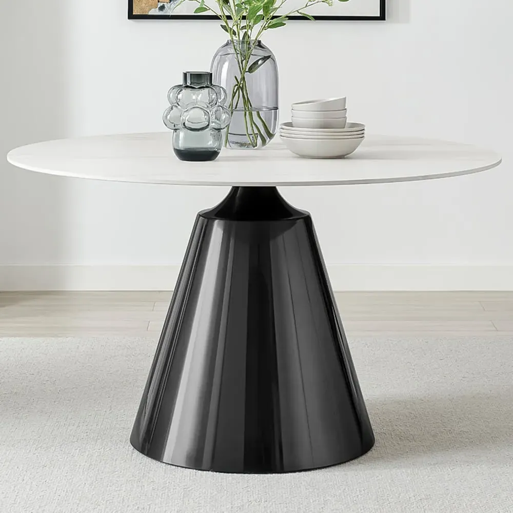 Nesbitt 6 Seater Round Dining Table - White, Ceramic image