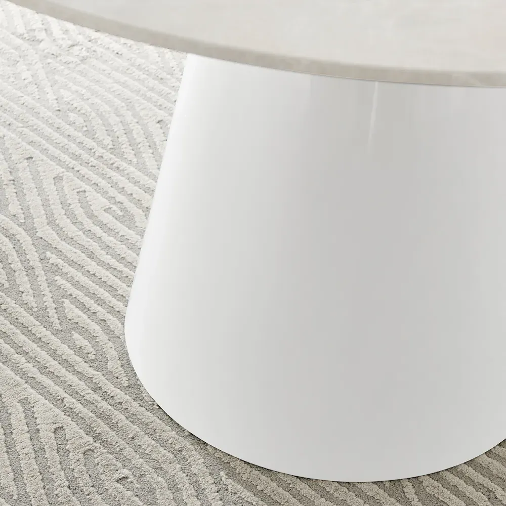 Nova 6 Seater Round Dining Table - Beige, Stone Effect