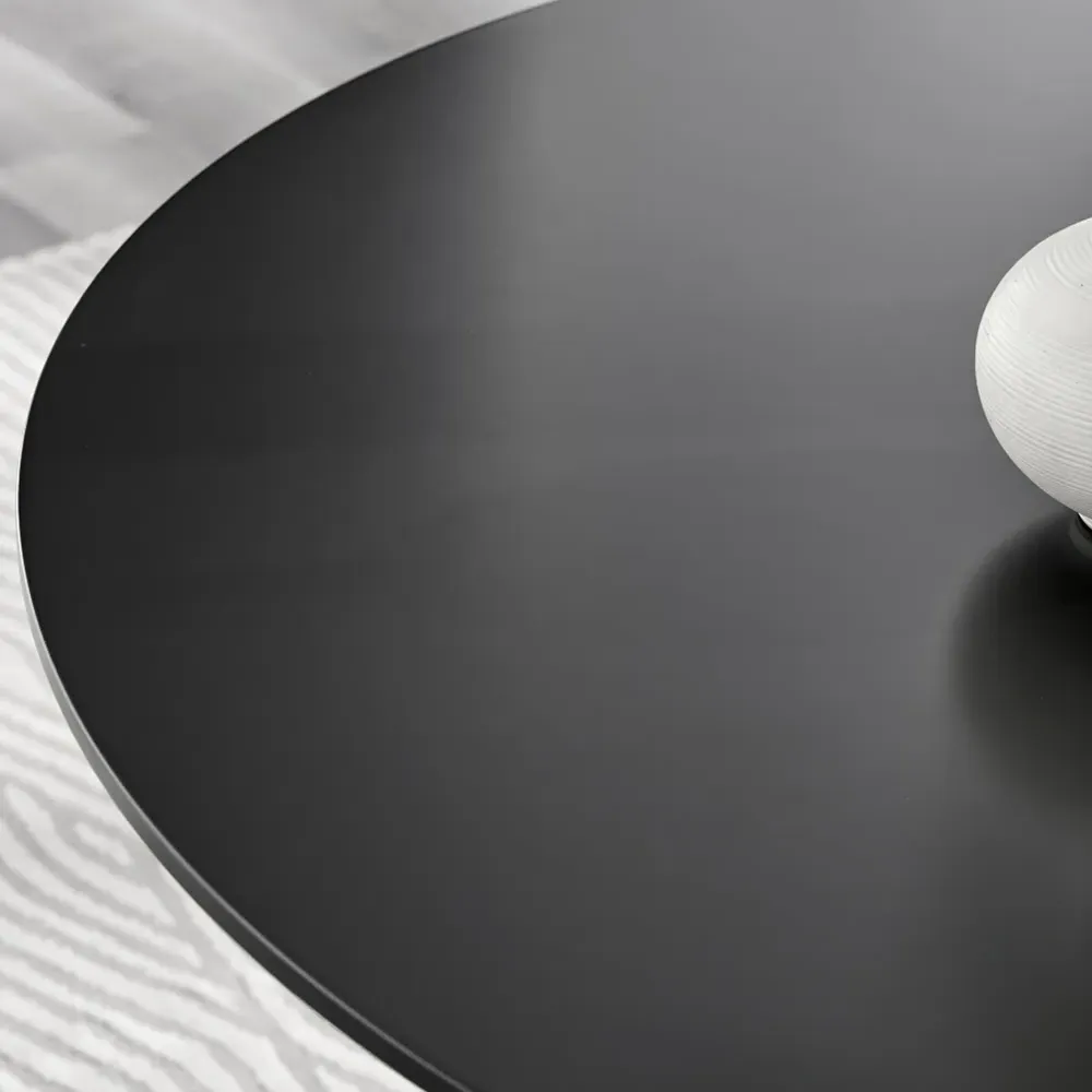 Nova 6 Seater Round Dining Table - Black, Semi Gloss