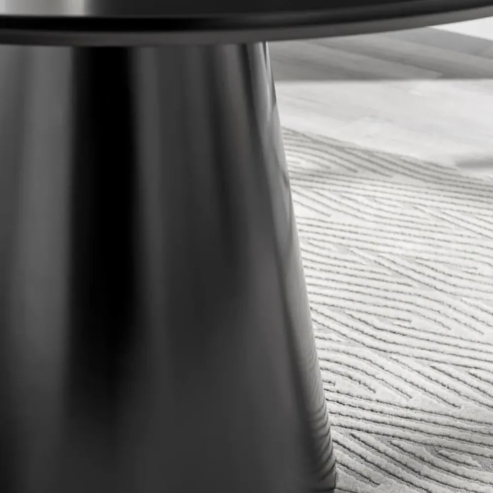 Nova 6 Seater Round Dining Table - Black, Semi Gloss