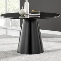 Nova 6 Seater Round Dining Table - Black, Semi Gloss