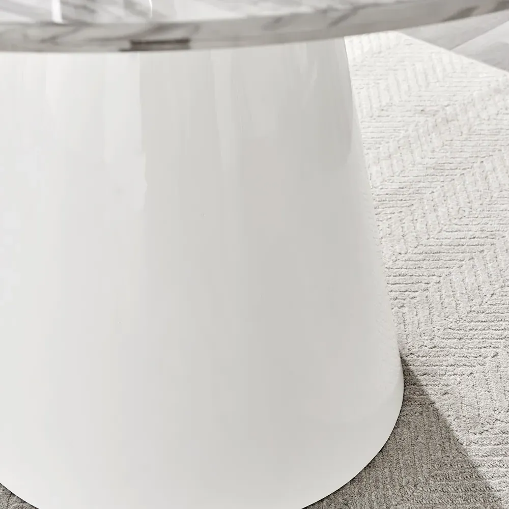 Nova 6 Seater Round Dining Table - White, Marble Effect