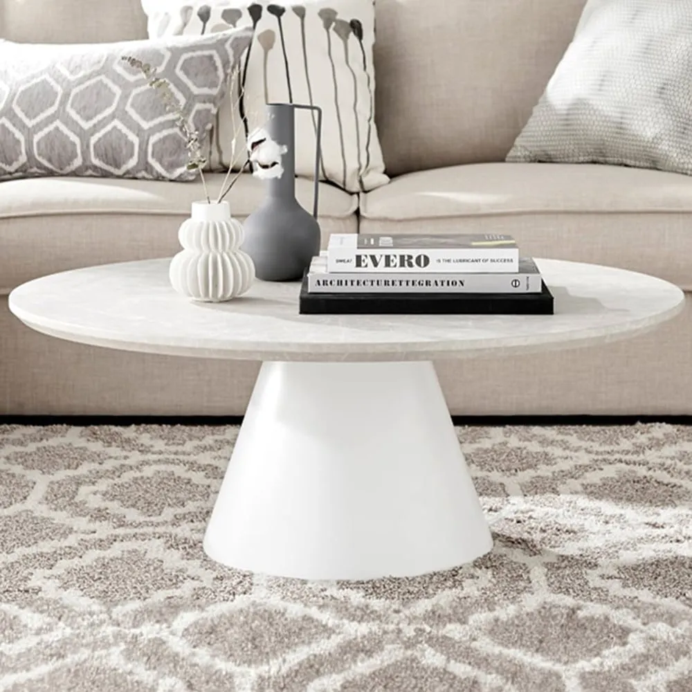 Nova Round Coffee Table - Beige Stone Effect