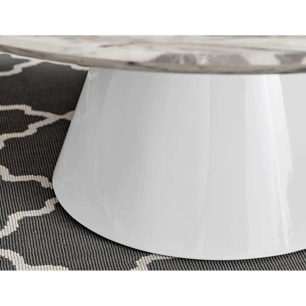 Nova Round Coffee Table - White Marble Effect