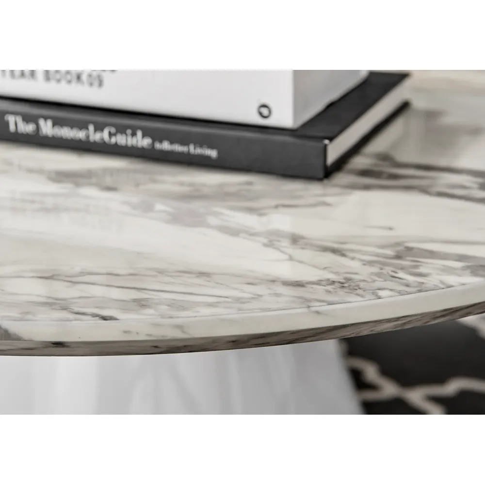 Nova Round Coffee Table - White Marble Effect