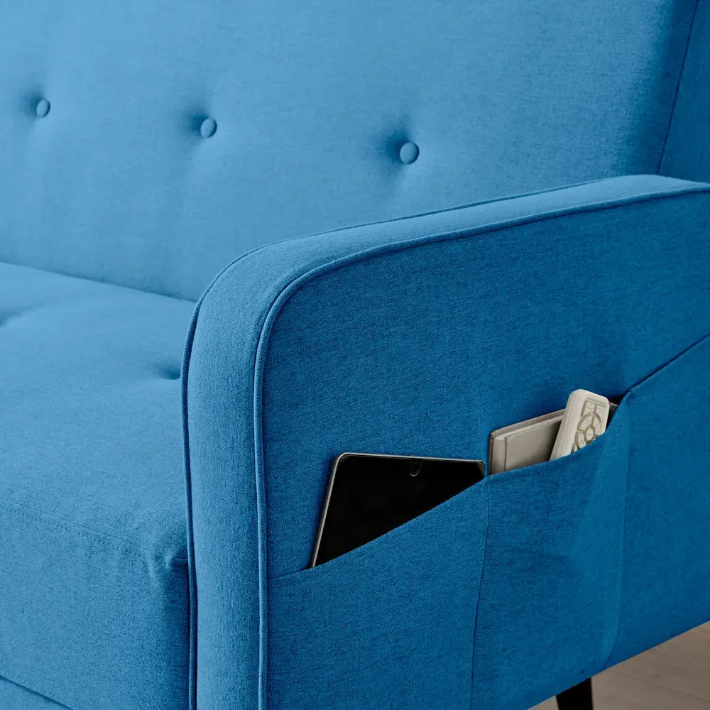 Oliver 3-Seater L-Shaped Sofa Bed with Storage - Blue