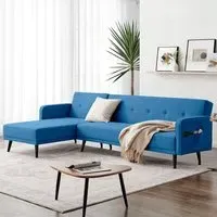 Oliver 3-Seater L-Shaped Sofa Bed with Storage - Blue