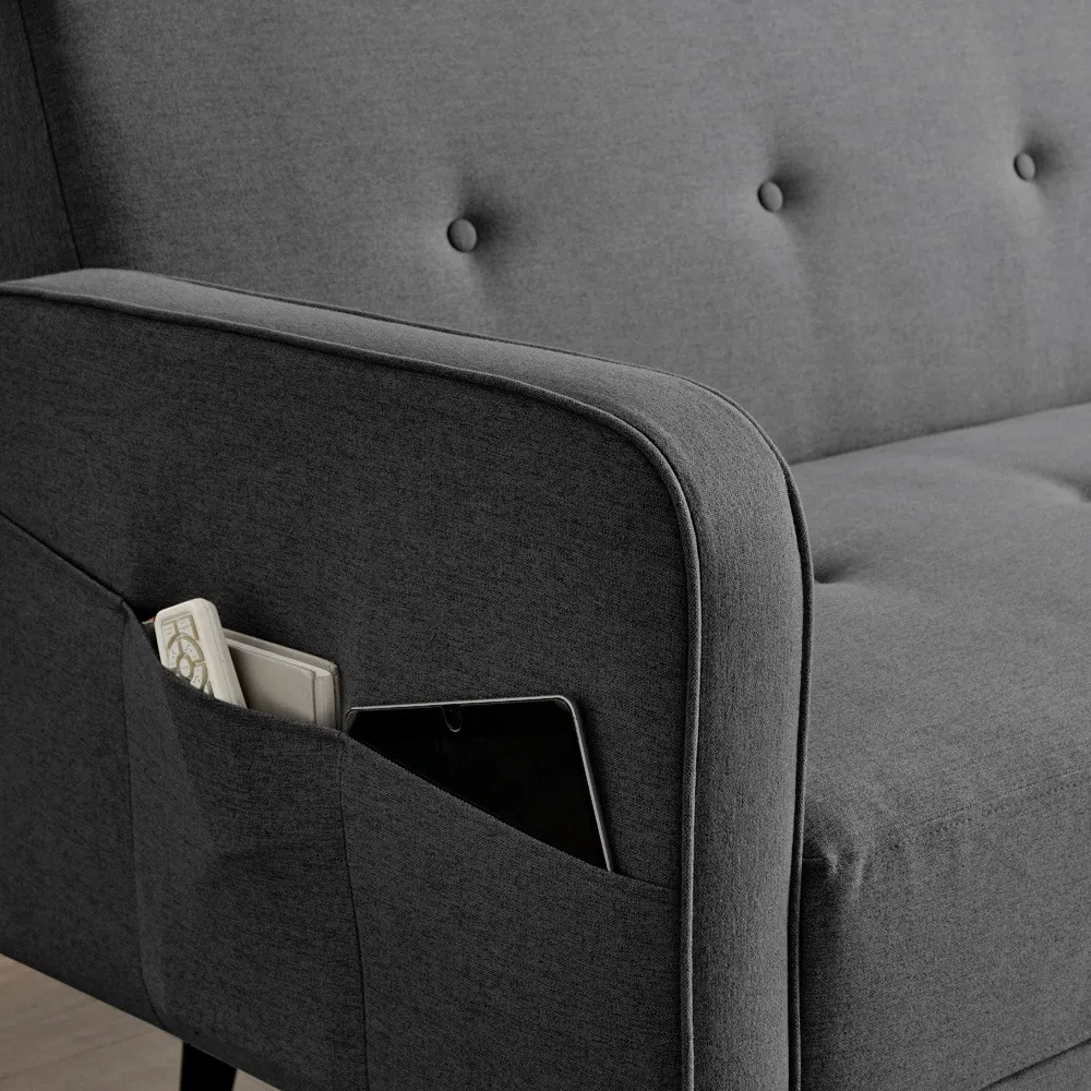 Oliver 3-Seater L-Shaped Sofa Bed with Storage - Charcoal