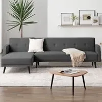 Oliver 3-Seater L-Shaped Sofa Bed with Storage - Charcoal