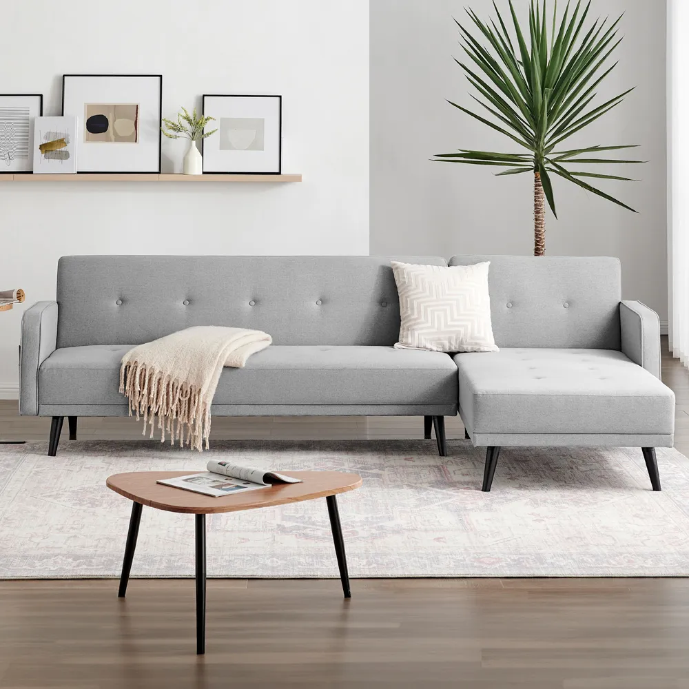 Oliver 3-Seater L-Shaped Sofa Bed with Storage - Grey