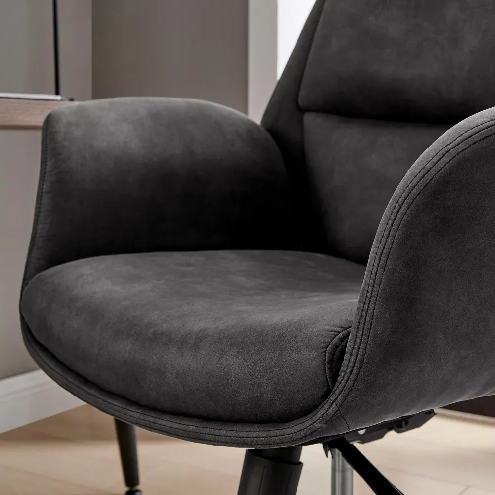 Omega Office Chair with Adjustable Height - Black, Faux Leather