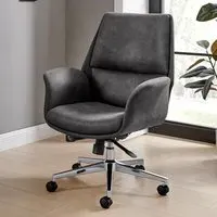 Omega Office Chair with Adjustable Height - Black, Faux Leather
