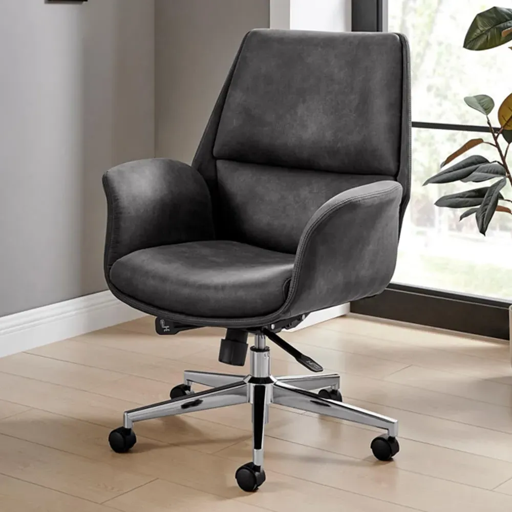 Omega Office Chair with Adjustable Height - Black, Faux Leather image