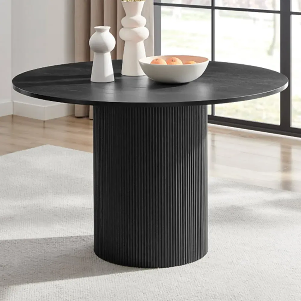 Penfold 4 Seater Round Dining Table - Black