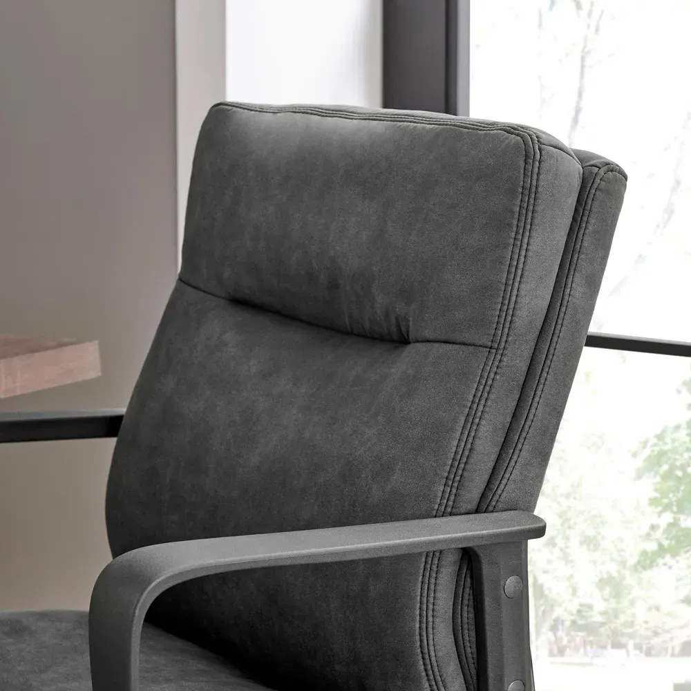 Racicot Office Chair with Lumbar Support - Black, Faux Leather