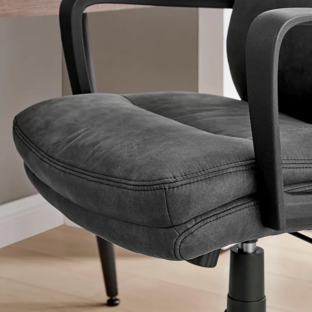 Racicot Office Chair with Lumbar Support - Black, Faux Leather