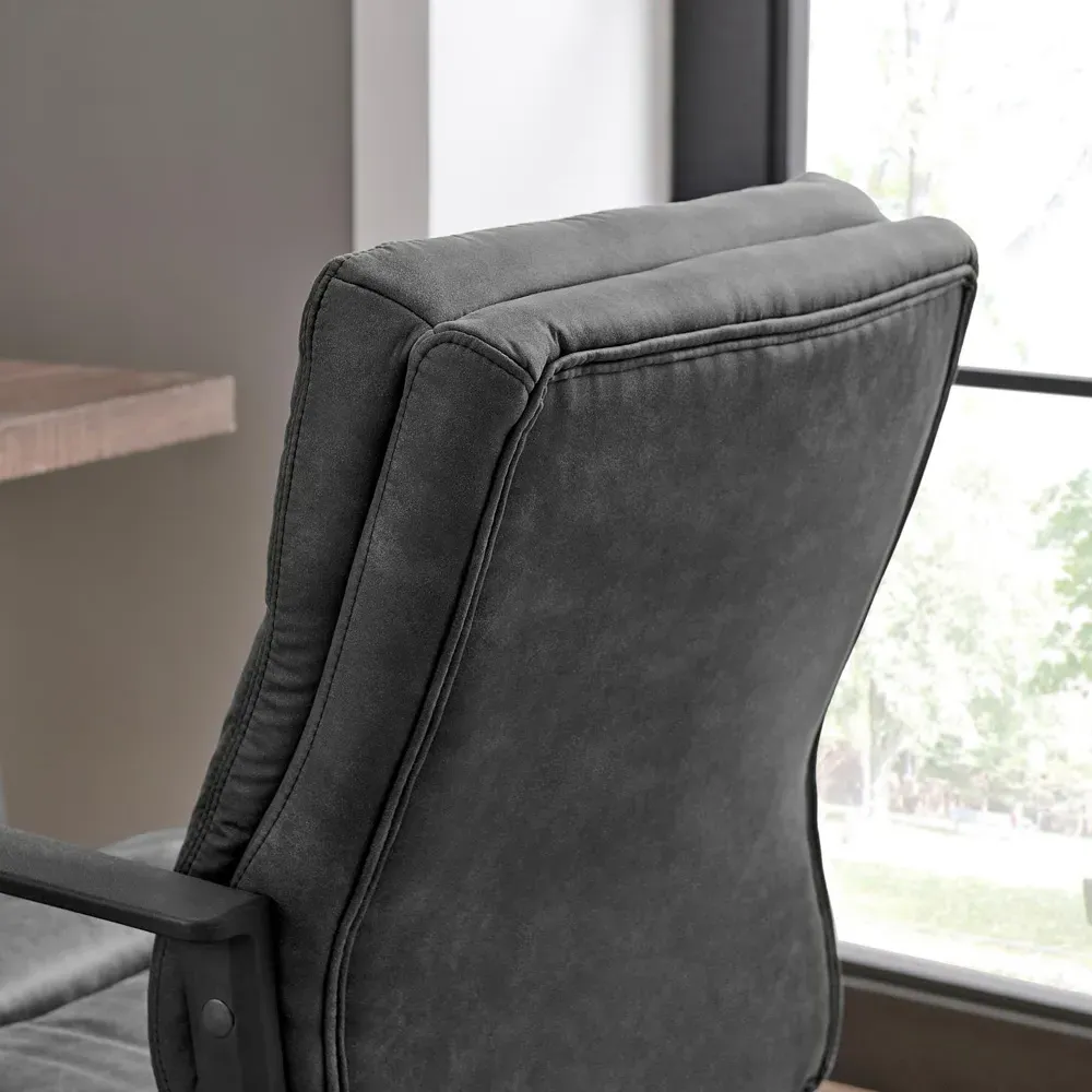 Racicot Office Chair with Lumbar Support - Black, Faux Leather