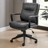 Racicot Office Chair with Lumbar Support - Black, Faux Leather