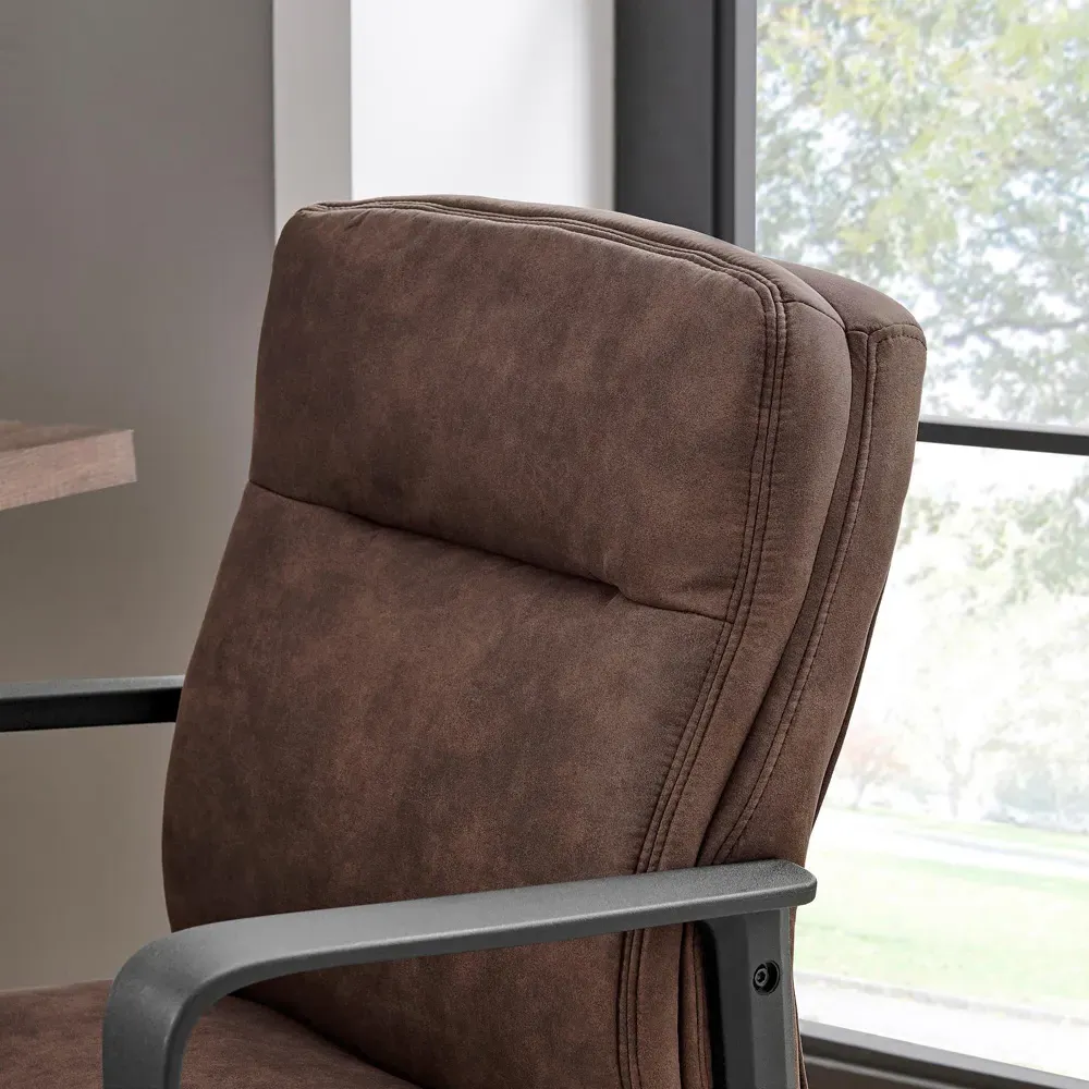 Racicot Office Chair with Lumbar Support - Brown, Faux Leather