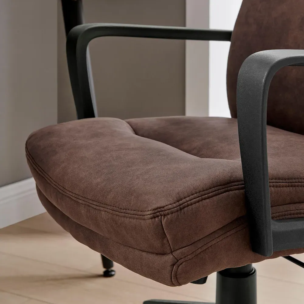 Racicot Office Chair with Lumbar Support - Brown, Faux Leather