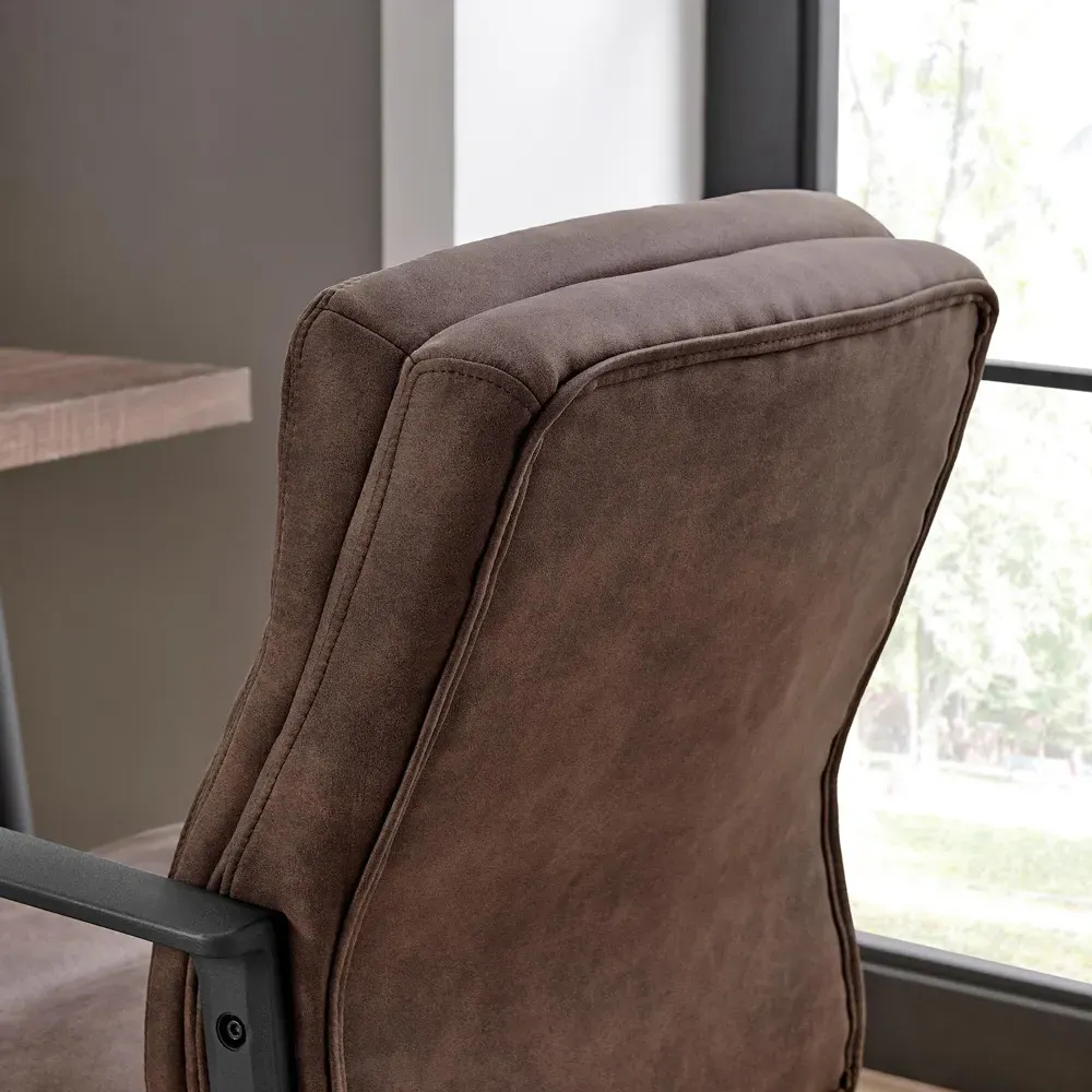 Racicot Office Chair with Lumbar Support - Brown, Faux Leather