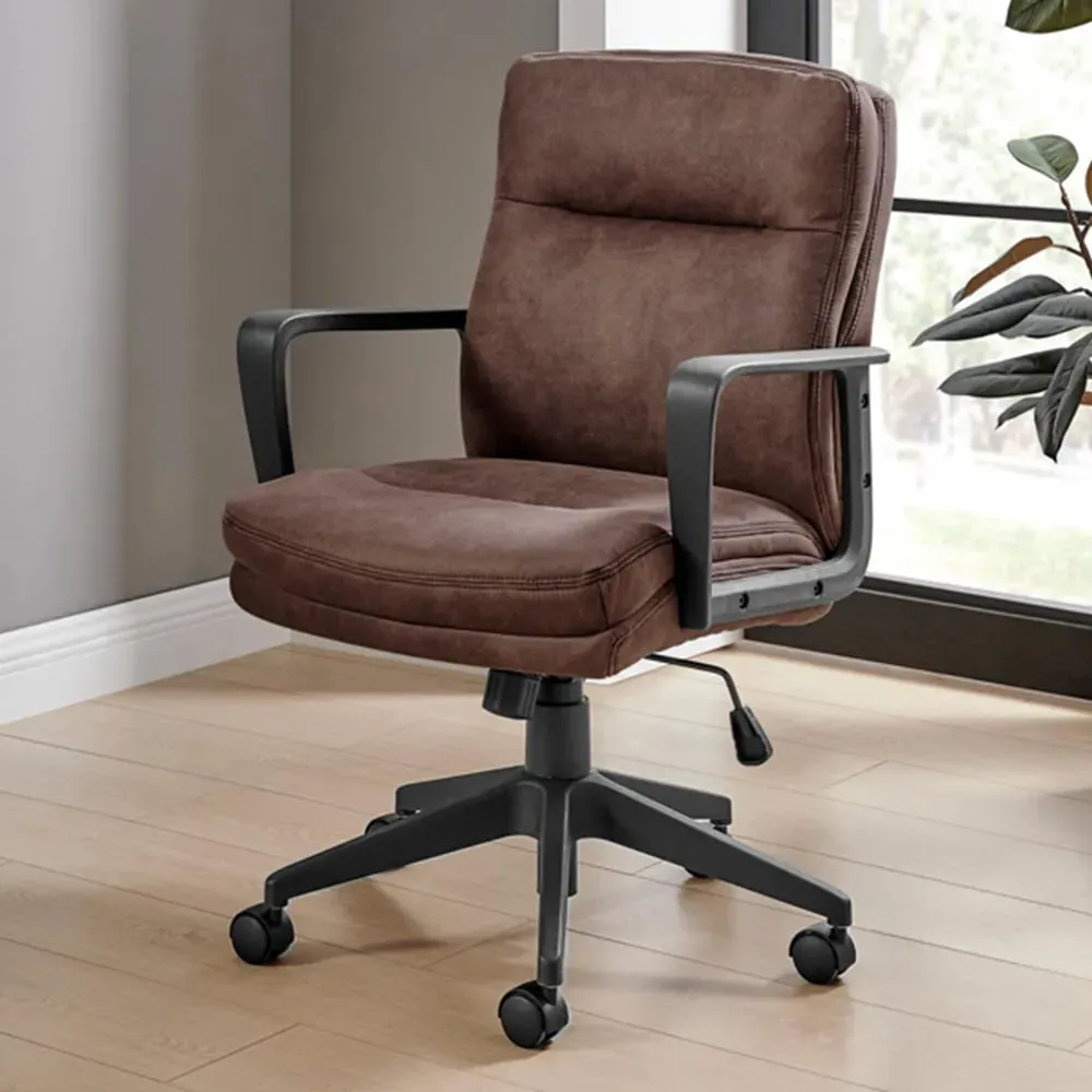 Racicot Office Chair with Lumbar Support - Brown, Faux Leather