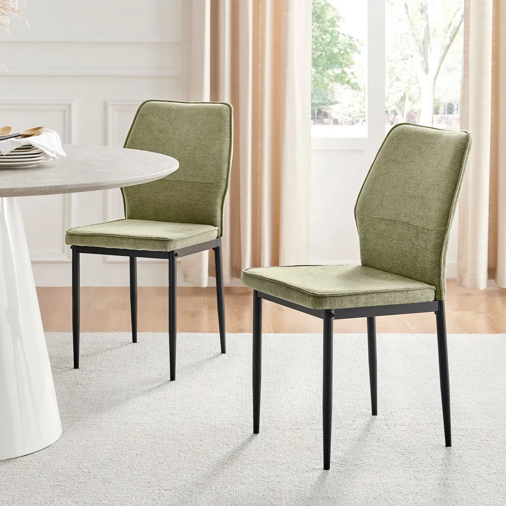 Remi Set of 2 Dining Chairs - Green, Textured Weave