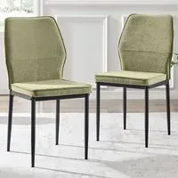 Remi Set of 2 Dining Chairs - Green, Textured Weave