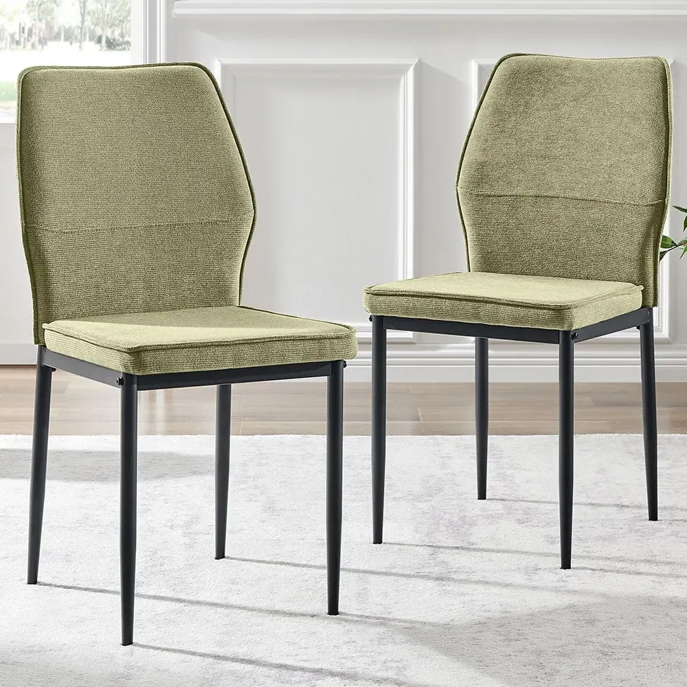 Remi Set of 2 Dining Chairs - Green, Textured Weave image