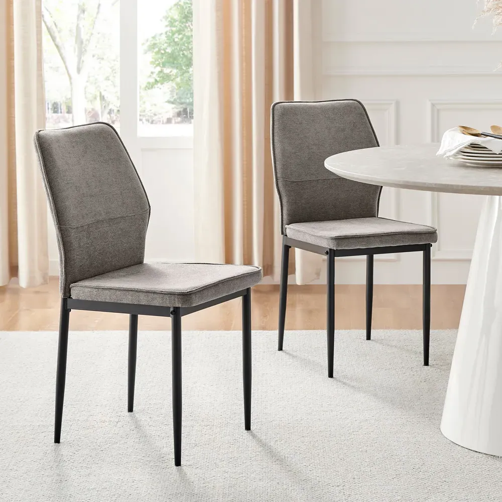 Remi Set of 2 Dining Chairs - Taupe, Textured Weave