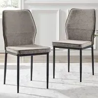 Remi Set of 2 Dining Chairs - Taupe, Textured Weave