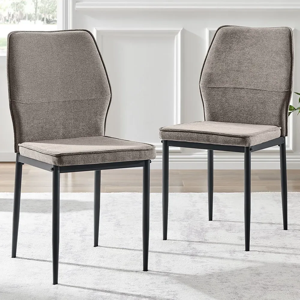 Remi Set of 2 Dining Chairs - Taupe, Textured Weave
