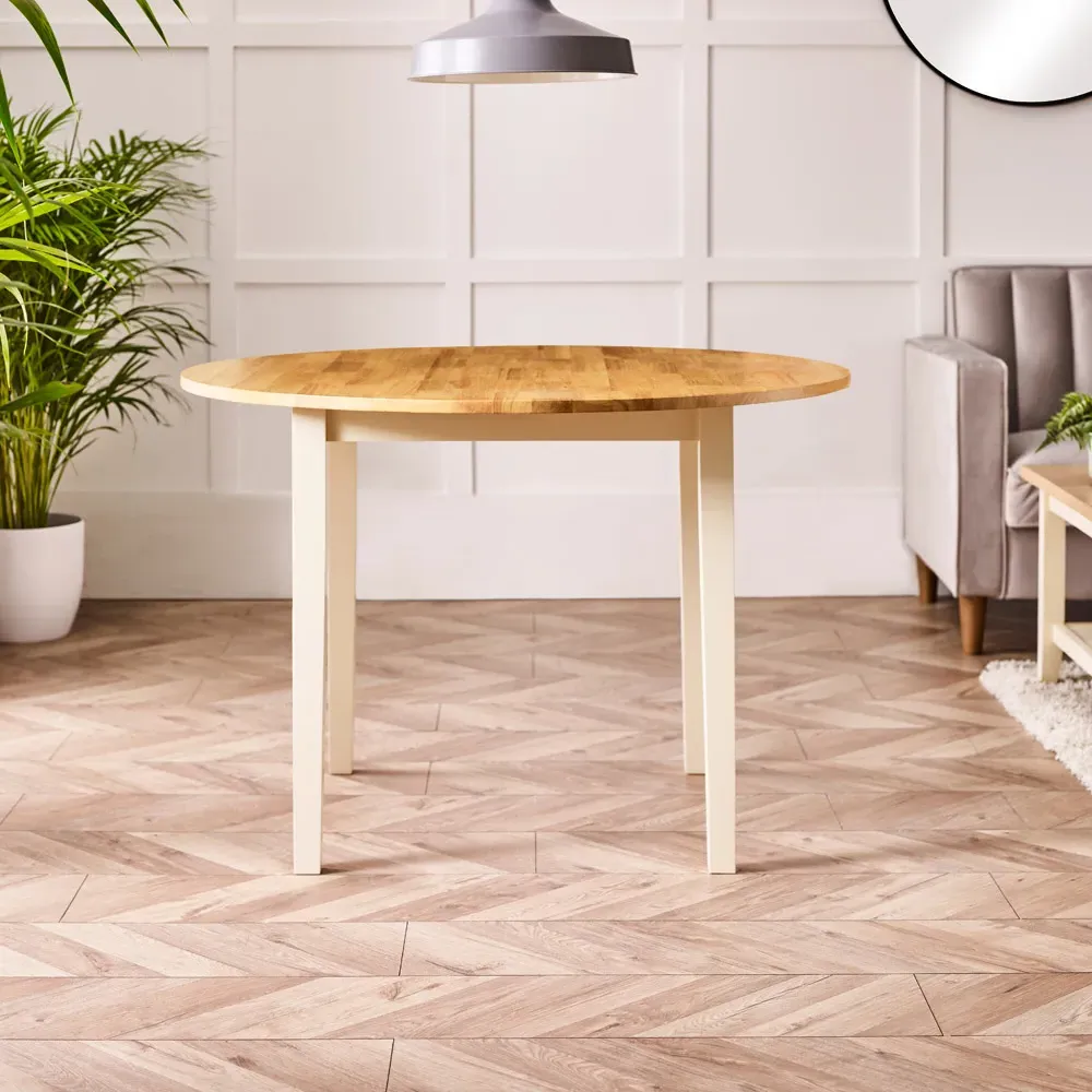 Salisbury 4 Seater Round Dining Table - Oak, Rubberwood