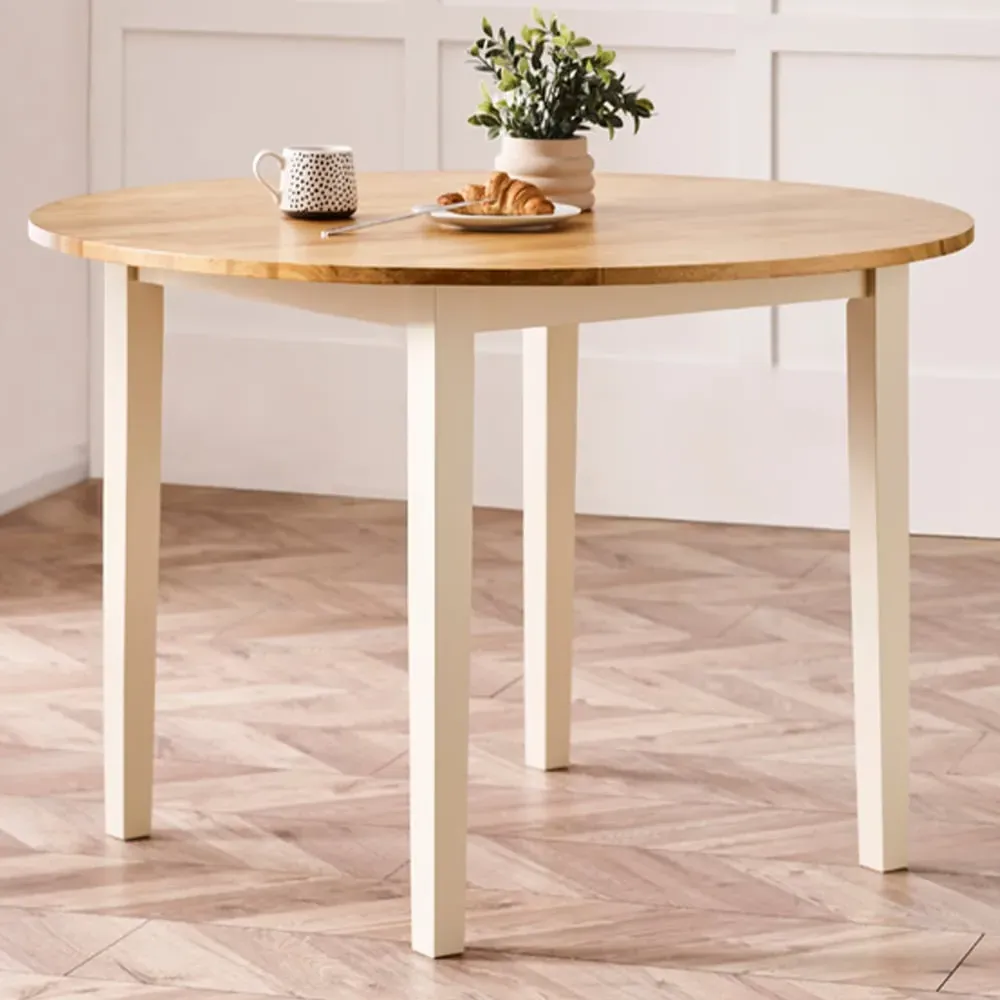 Salisbury 4 Seater Round Dining Table - Oak, Rubberwood image