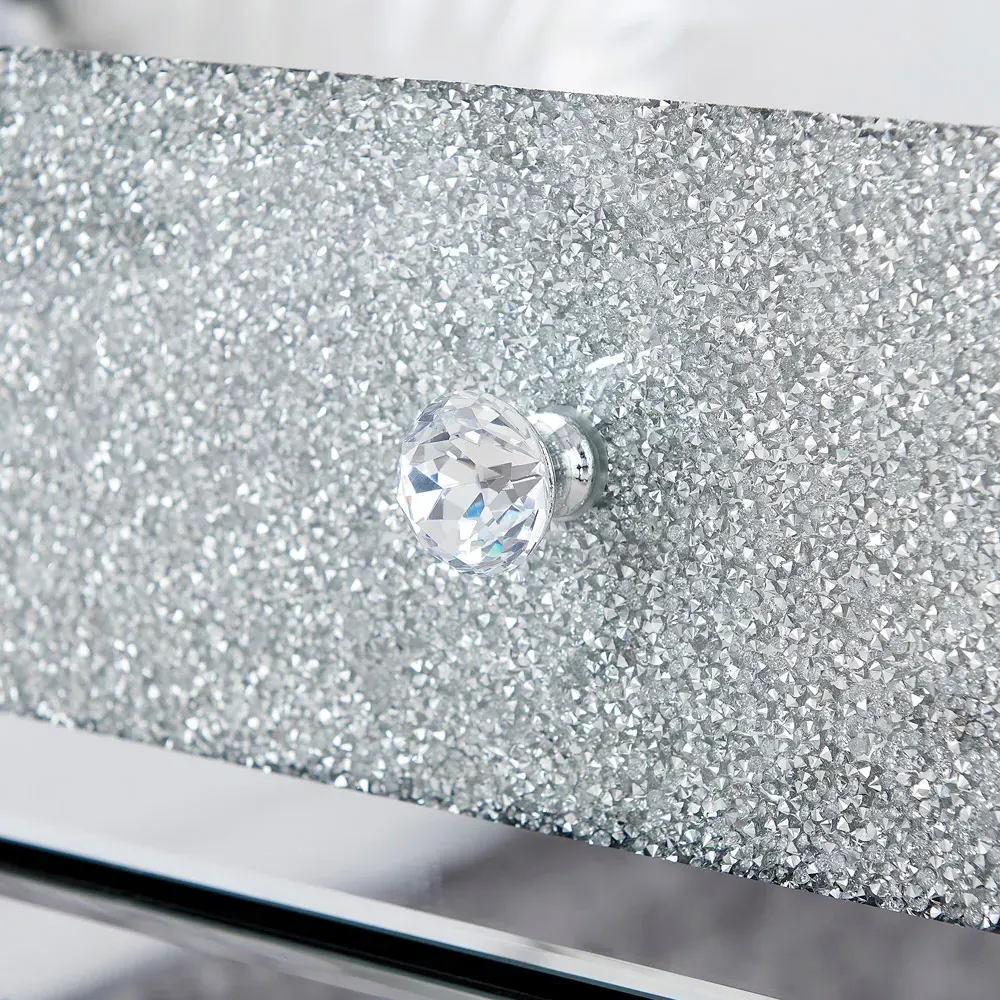 Scarlett 3 Drawer Bedside Table - Silver, Mirrored