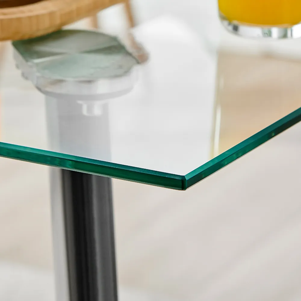 Seaton 4 Seater Glass Dining Table - Black