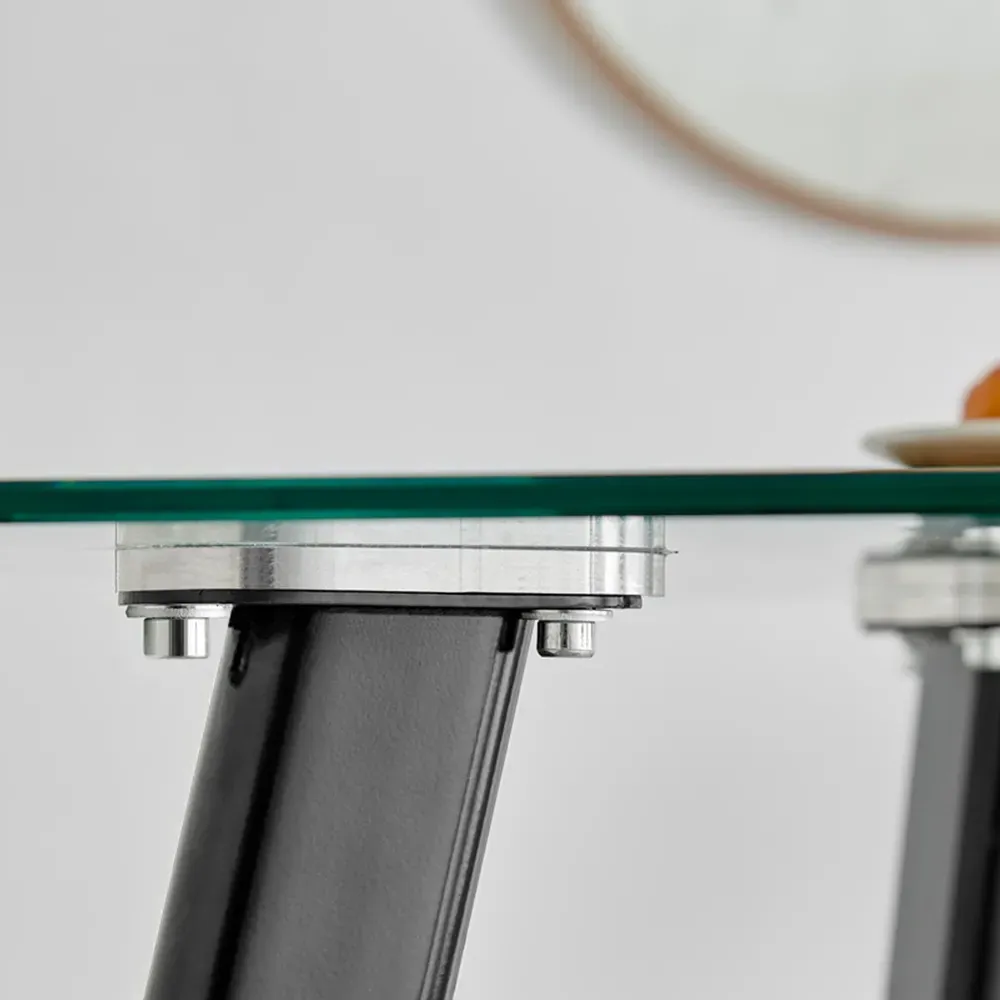 Seaton 4 Seater Glass Dining Table - Black