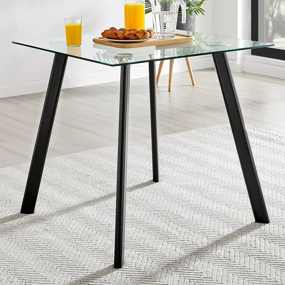 Seaton 4 Seater Glass Dining Table - Black image