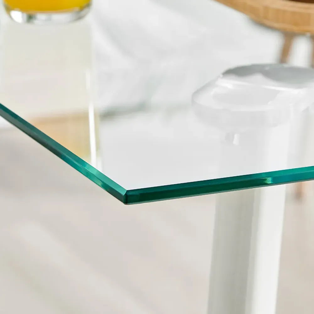 Seaton 4 Seater Glass Dining Table - White