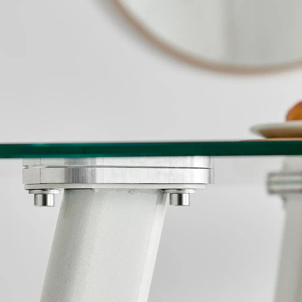 Seaton 4 Seater Glass Dining Table - White