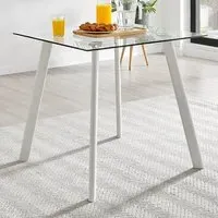 Seaton 4 Seater Glass Dining Table - White
