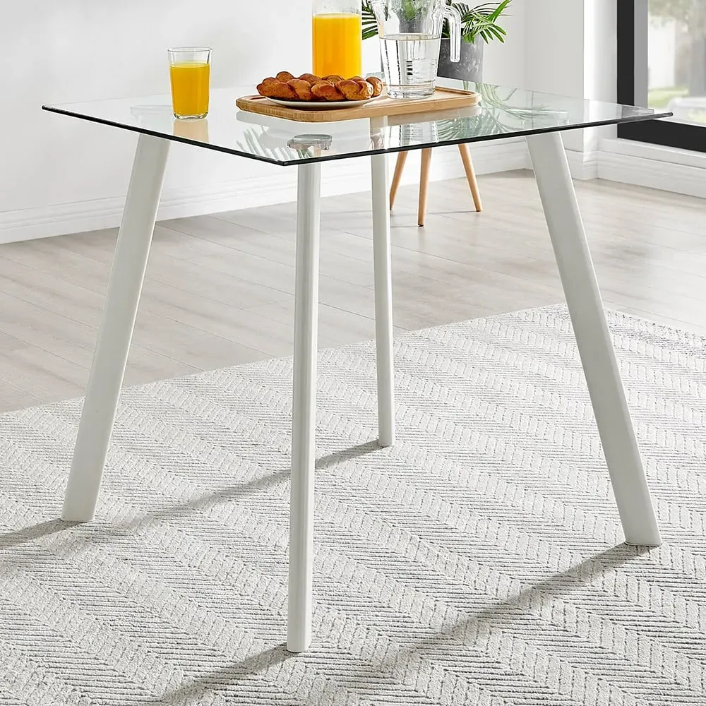 Seaton 4 Seater Glass Dining Table - White