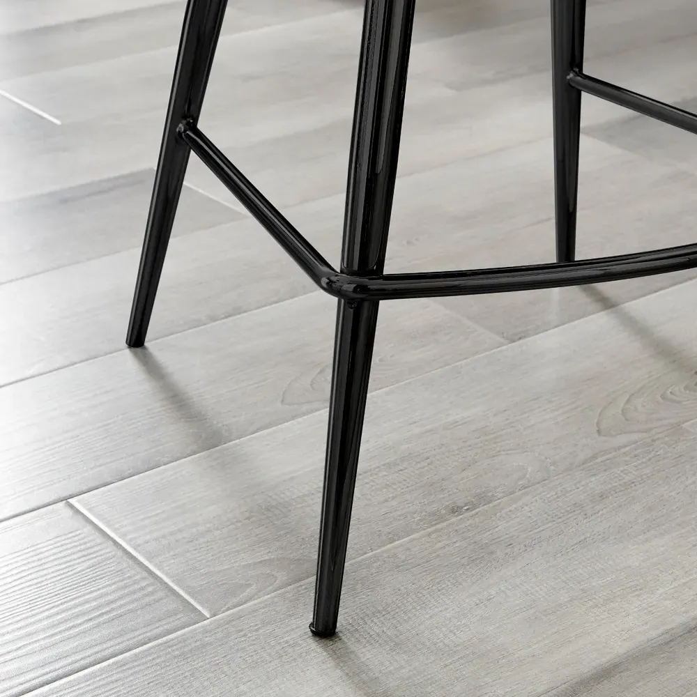 Set of 2 Bar Chairs - Black, Velvet