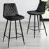 Set of 2 Bar Chairs - Black, Velvet