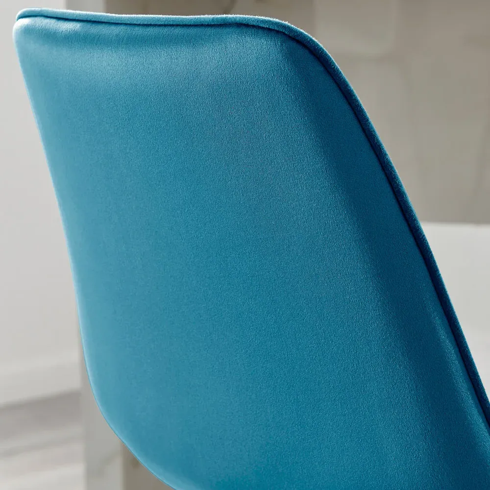 Set of 2 Bar Chairs - Blue, Velvet