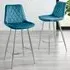 Set of 2 Bar Chairs - Blue, Velvet