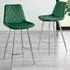 Set of 2 Bar Chairs - Green, Velvet
