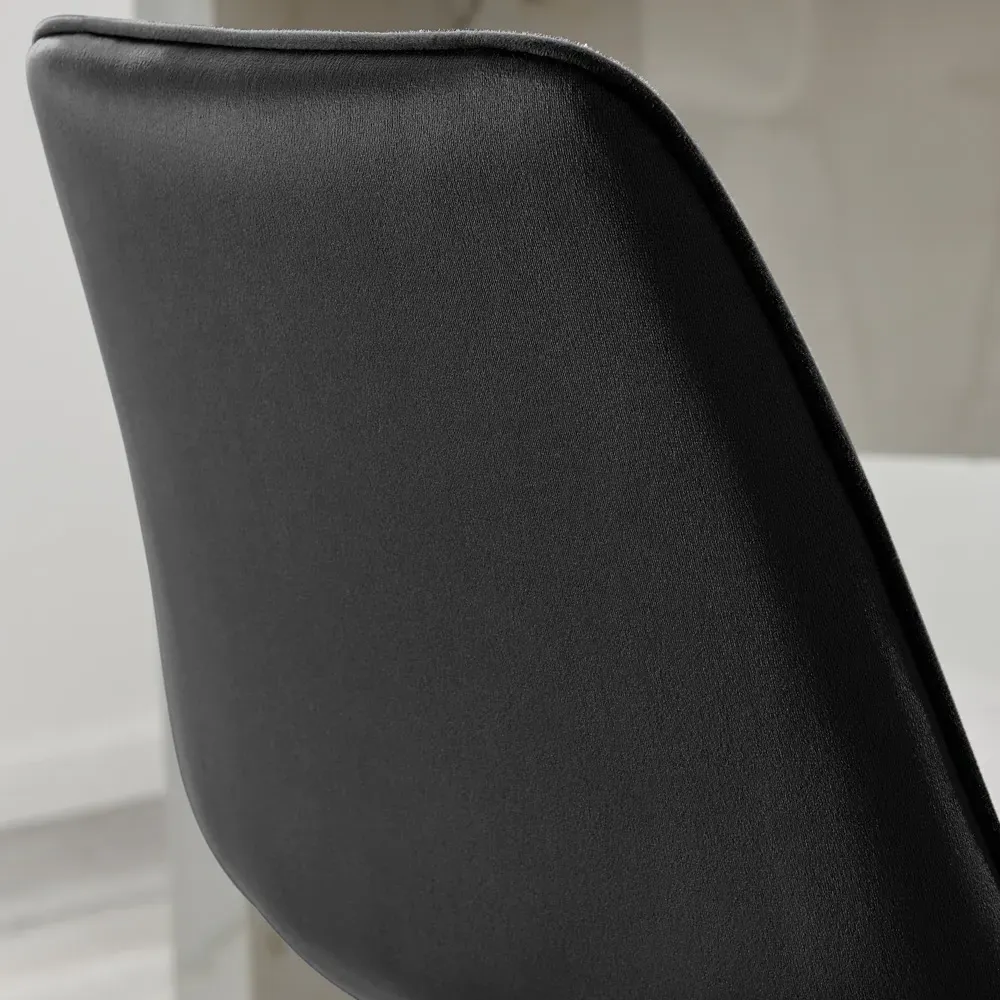 Set of 2 Bar Chairs with Footrest - Black, Velvet