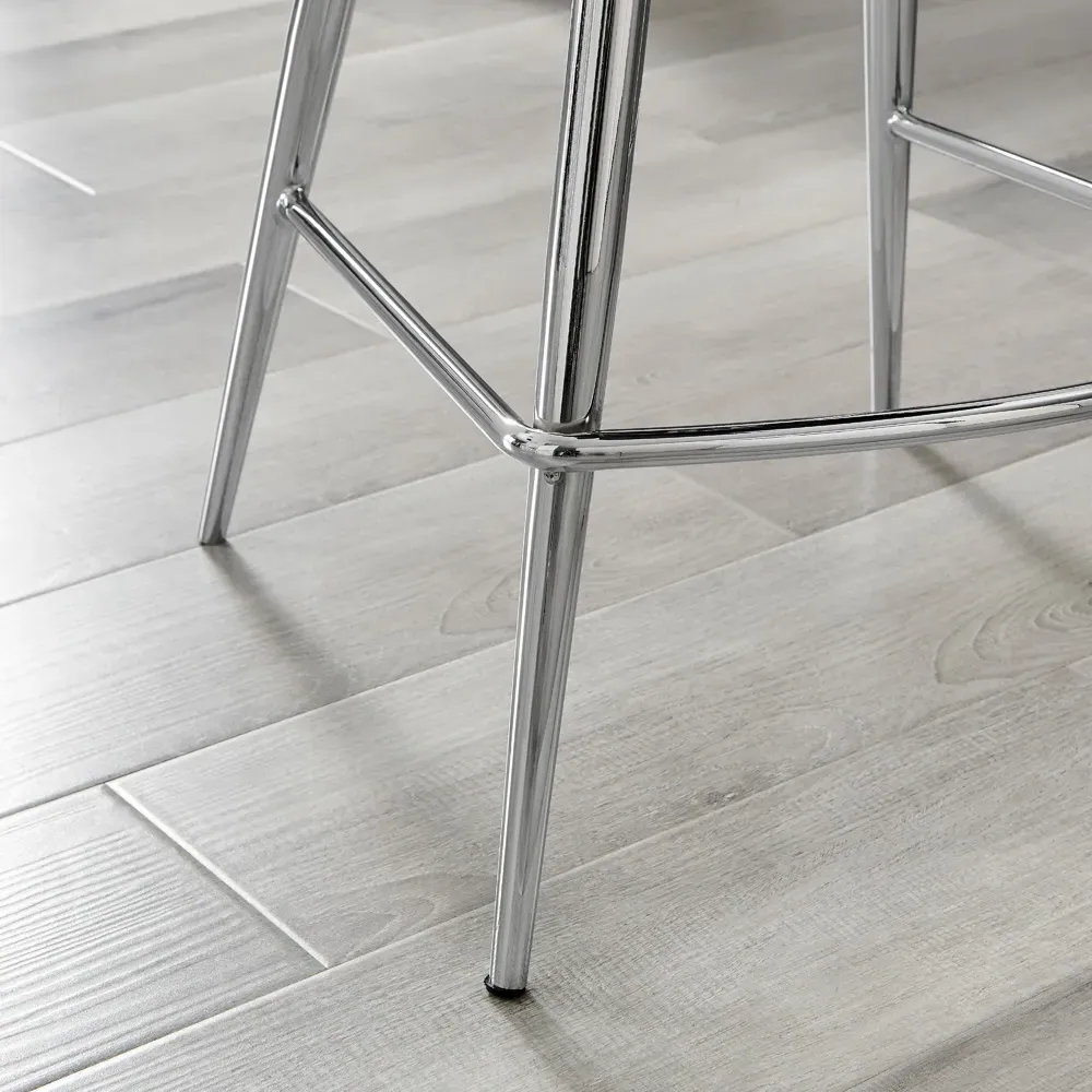 Set of 2 Bar Chairs with Footrest - Black, Velvet