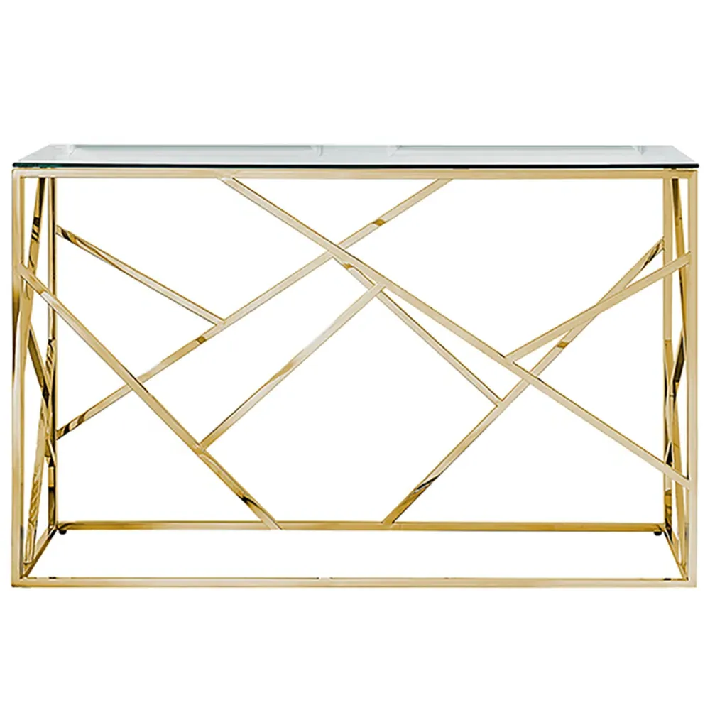 Sicily Rectangular Console Table - Gold, Glass